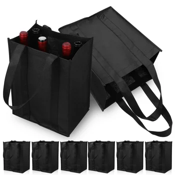 6 Ручных сумок для переноски бутылок Большой емкости, переноски для пикника, Нетканая дорожная сумка
