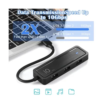 Адаптер Type C на USB 3.2 со скоростью 10 Гбит /с, портативная быстрая передача данных, многоразовый концентратор 6 в 1, конвертер презентаций и лекций