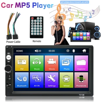 7-Дюймовый Автомобильный MP5-Плеер Беспроводной Автомобильный Bluetooth-Радио Автомобильный Монитор 4-Канальный Автоматический Мультимедийный для Apple Android Проводной Проекционный Экран