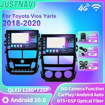 JUSTNAVI Android 10 для Toyota Vios Yaris 2018 2019 2020 Авторадио Автомобильный Радио Стерео Видео Мультимедийный Плеер QLED 2 Din Без DVD BT