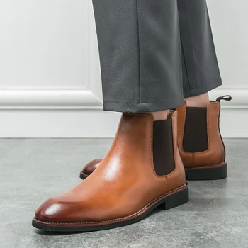 Модные новые мужские кожаные ботинки 