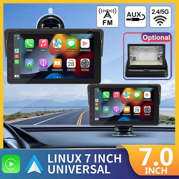 7-дюймовый Автомобильный радиоприемник Автомобильный Мультимедийный видеоплеер MP5 Беспроводной Apple Carplay Android Auto Сенсорный экран 4,3 дюйма обратное изображение