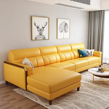 Оптовая продажа L Образного современного кожаного дивана Мебельные гарнитуры для гостиной Кожаные Диванные секции
