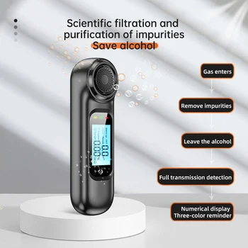 Профессиональный цифровой тестер дыхания USB-бесконтактный перезаряжаемый алкотестер