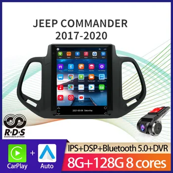 Автомобильный GPS-навигатор Android в стиле мультимедийного плеера Tesla для JEEP COMMANDER 2017-2020, автомагнитола, стереосистема с зеркальной связью BT WiFi