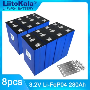 8ШТ Liitokala 3.2V 280Ah DIY 12V 24V Lifepo4 Аккумуляторная Батарея Для Электромобиля RV Система Хранения Солнечной Энергии