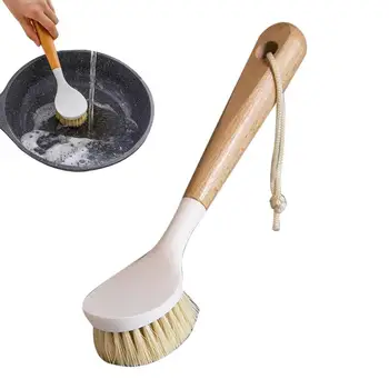 Деревянная щетка для кастрюли с длинной ручкой для мытья посуды и чаши Практичная Подвесная Антипригарная Масляная Кухонная Утварь для чистки