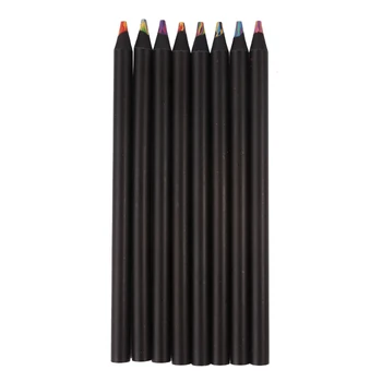 Художественные принадлежности для детей и взрослых, 8 черных деревянных карандашей радужного цвета, разноцветные для раскрашивания челнока
