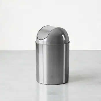 мусорное ведро для ванной комнаты с пластиковой откидной крышкой gal Mezzo, серебро