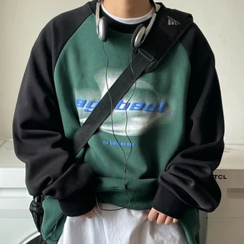 Осенняя винтажная толстовка Y2k, женская уличная одежда в стиле хип-хоп, Толстовка Оверсайз в стиле Бойфренд Kpop, пуловер в стиле ретро Harajuku с длинным рукавом