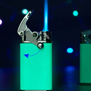 Новая креативная Светящаяся Зажигалка с коромыслом, Надувной Ветрозащитный Прямой Удар, Персонализированный флуоресцентный Металлический Прикуриватель для сигарет
