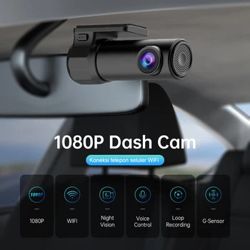 Автомобильный видеорегистратор HD 1080P, автомобильный регистратор данных, G-сенсор, регистратор вождения автомобиля, голосовое управление, 140 градусов, широкоугольный Встроенный динамик