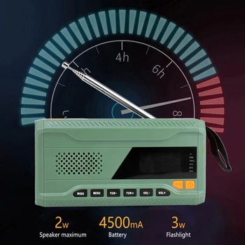 Многофункциональное ручное радио, USB-зарядка, Пластиковое портативное аварийное радио, SOS-сигнализация, 1,7-дюймовый ЖК-экран со светодиодным фонариком
