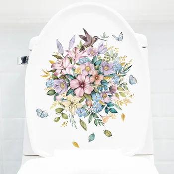 Птицы и цветы ПВХ Наклейки для туалетного столика, ванной Комнаты, кухни, наклейки на стены из керамической плитки, Украшения для дома, окон, стекла