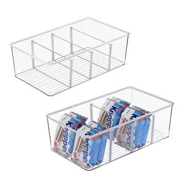 2 Упаковки ящиков-органайзеров для хранения продуктов Прозрачные Пластиковые ящики для хранения в кладовой, кухонном холодильном шкафу, органайзере для хранения, коробке-держателе
