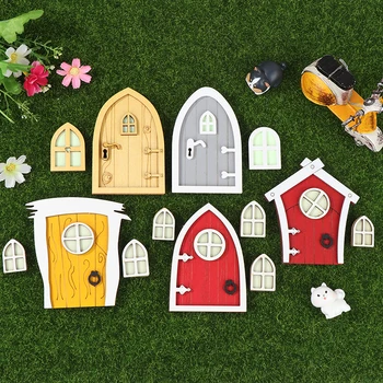 1 комплект, кукольный домик, миниатюрная флуоресцентная Фея, Эльф, Модель двери, окна, мебель для дома, игрушка для декора