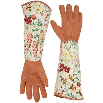 Дышащие Защитные перчатки для обрезки, перчатки с длинным рукавом, 1 пара садовых перчаток для обрезки с длинными рукавами и цветочным принтом