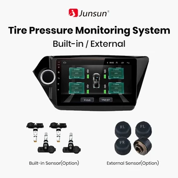 Junsun USB Сигнализация для контроля давления в шинах TPMS с 4 внутренними датчиками для автомобильного DVD-плеера, навигации, автомобильных аксессуаров