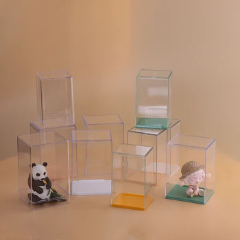 1 шт. Коробка для хранения, Настольная коробка для кукол, Одинарная Пылезащитная Прозрачная витрина, Глухая коробка для хранения