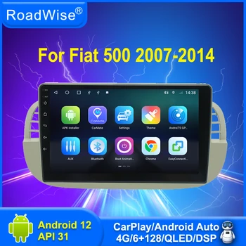 Roadwise 8 + 256 Android 12 Автомобильный Радиоприемник Мультимедиа Carplay Для Fiat 500 2007-2014 4G Wifi GPS Navy DSP DVD 2 Din Авторадио Стерео
