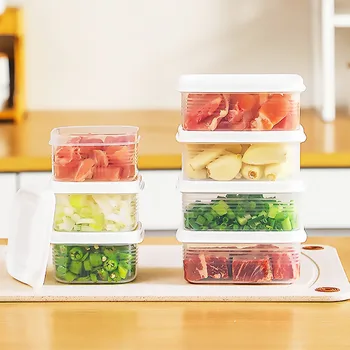Прозрачная коробка для хранения в холодильнике, Квадратная Разделенная коробка для хранения из пищевого пластика, Герметичная Морозостойкая коробка для запечатывания пищевых продуктов