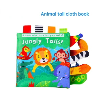 0-12 месяцев, Тканевые книги с хвостами животных, детские пазлы, развивающее кольцо для детей, Тканевая книга, Развивающие игрушки для чтения