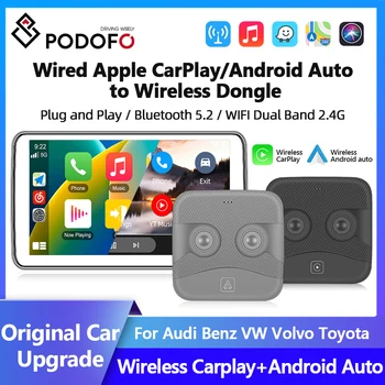 Podofo Carplay AI box Беспроводной Android автоадаптер Dongle streaming box для автомобиля Bluetooth WiFi для Audi Toyota Volkswagen