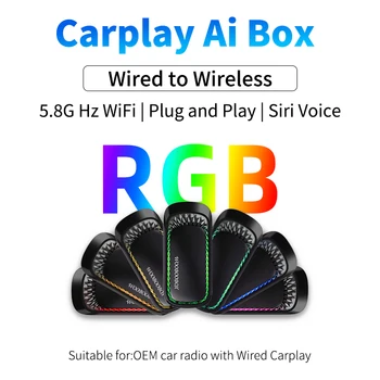 RGB Красочный Беспроводной Адаптер Carplay Smart AI Box Car OEM Проводной Carplay К Беспроводному USB-ключу Carplay Car Play Подключи и Играй