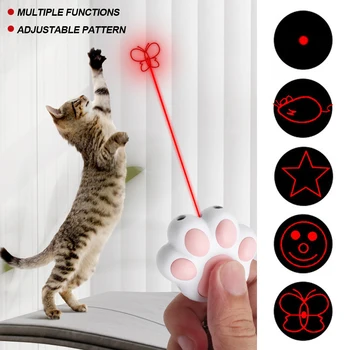 Перезаряжаемые через USB Лазерные игрушки для домашних кошек, многофункциональный интерактивный инфракрасный брелок-тизер с подсветкой, Аксессуары для дрессировки котенка