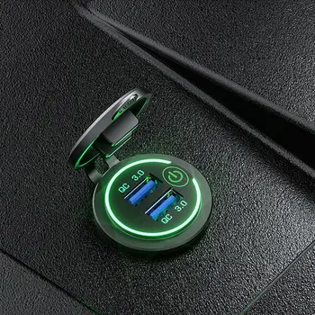 Водонепроницаемый светодиодный вольтметр с двумя USB, QC 3.0, Автомобильное быстрое зарядное устройство, автомобильное зарядное устройство, USB-зарядное устройство