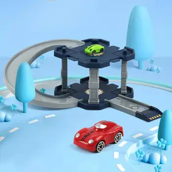 Приключенческая игрушка для парковки, дизайн двойной парковки, многофункциональная игрушка для парковки на рельсах, головоломка для дошкольников, игрушка для рельсового вагона