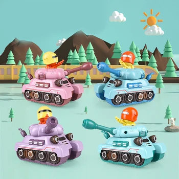 1 Шт Креативная Инерционная звуковая и световая танковая пушка, Нажимаемая со звуком, Вращающаяся светомузыка, Детские игрушки, Подарок на день рождения
