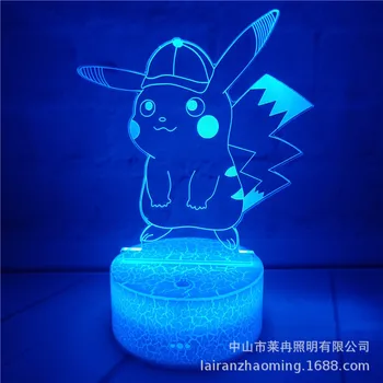 Покемон Пикачу Джини Черепаха Утка 3D Призрачный Свет Аниме Многоцветный Сенсорный Регулируемый Свет Маленькая Настольная Лампа Ночник
