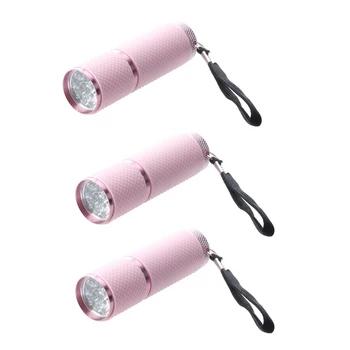 ГОРЯЧИЙ 3-кратный уличный мини-фонарик с 9 светодиодами и розовым резиновым покрытием