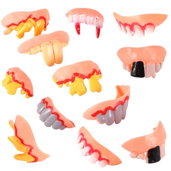 12 Шт. Украшение для зубов на Хэллоуин, забавные поддельные зубы (смешанный стиль)