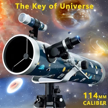 Профессиональный Астрономический Телескоп для Космоса 35X-875X Увеличение Бинокля Калибра 114 ММ 1,5 Метра Штатив Луна Туманность Юпитер