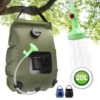 20-литровые пакеты для воды для душа на открытом воздухе, Портативная сумка для купания с солнечным подогревом, Переключаемая насадка для душа, оборудование для кемпинга, пешего туризма, скалолазания