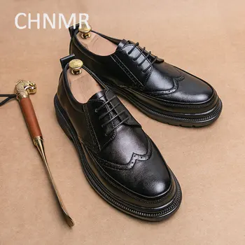 Мужская обувь CHNMR-S, Англия, модельные туфли на толстой подошве с ремешком, удобная модная кожа, новые трендовые продукты