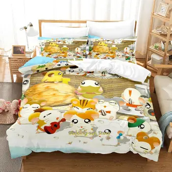 Новый комплект постельного белья Hamtaro Single Twin Full Queen King Size, Комплект постельного белья для спальни для взрослых и детей, Комплект постельного белья с 3D принтом Аниме