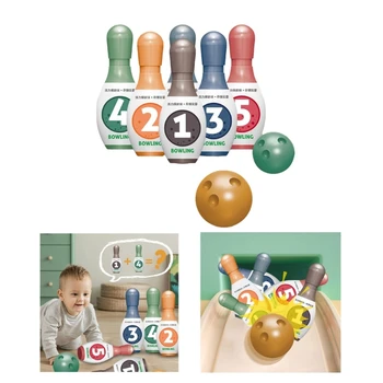 Детский набор для боулинга с яркими цветами и номерами, рождественский подарок на День рождения для малышей 066B