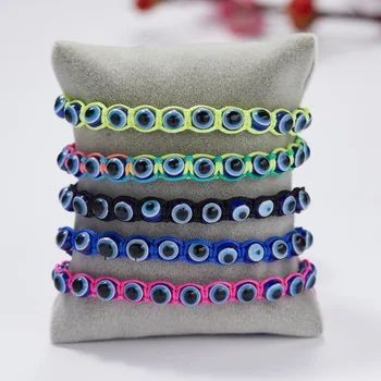 Многоцветный Плетеный веревочный браслет ручной работы для женщин, мужчин, Турция, Модный браслет из бисера с голубыми глазами, Женские украшения для рук, подарки