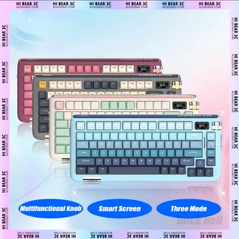 Беспроводная механическая клавиатура FOPATO F75 Smart Screen Многофункциональная ручка Трехрежимный RGB 75 клавиш Игровая клавиатура Pc Gamer Mac