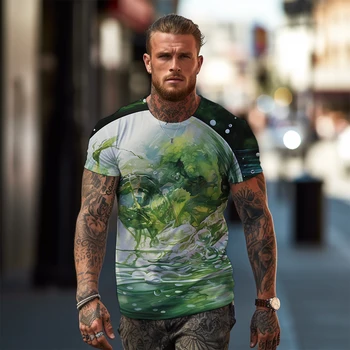 Мужская летняя уличная повседневная футболка с короткими рукавами, модная популярная футболка с 3D-принтом, офисная футболка для отдыха, топы больших размеров