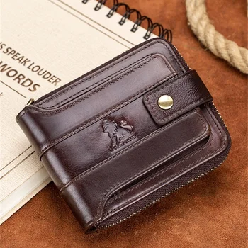 Короткий мужской кошелек из натуральной кожи с защитой от кражи RFID, кошелек для монет, визитница, многофункциональные мужские маленькие кошельки