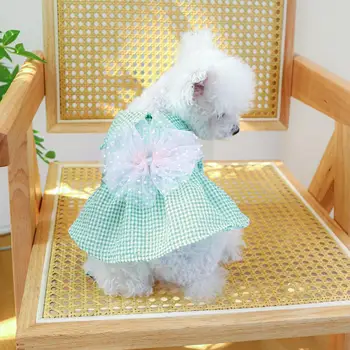Очаровательная юбка для собак, Дышащее платье для домашних животных, застежка на пуговицы, реквизит для фотосъемки, Весенне-летнее платье принцессы для щенков
