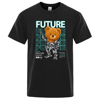 2023 Новая мужская футболка Bear, летний топ в стиле хип-хоп, Модная свободная футболка, хлопковая футболка, дышащая одежда