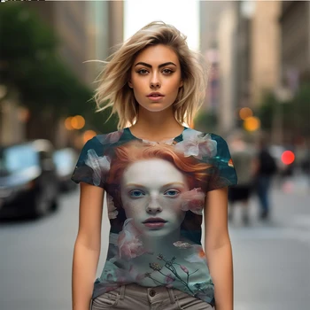Женская летняя футболка с 3D-принтом 