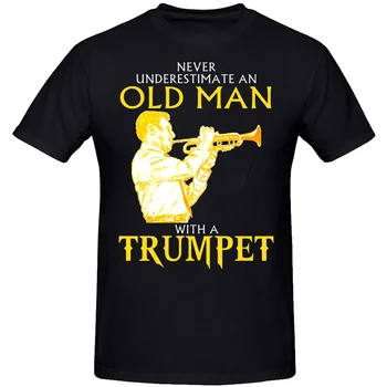 Винтажная группа Old Man with A Trumpet Классический Игрок Футболки с Трубачом Ретро-дизайна Хлопчатобумажные Футболки с новым Дизайном для Хай-стрит