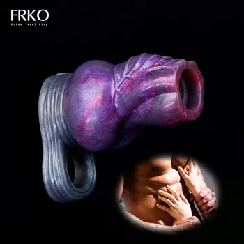 FRKO Thicken Мягкая Силиконовая насадка для увеличения пениса и удлиненный полый фаллоимитатор для мужчин, Стопорное кольцо, секс-игрушки для пар, задерживающие эякуляцию