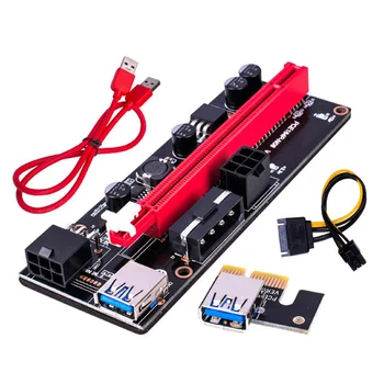 Плата PCI Express Riser Card Кабель USB 3.0 PCI-E от 1X до 16X 4Pin 6Pin Адаптер питания